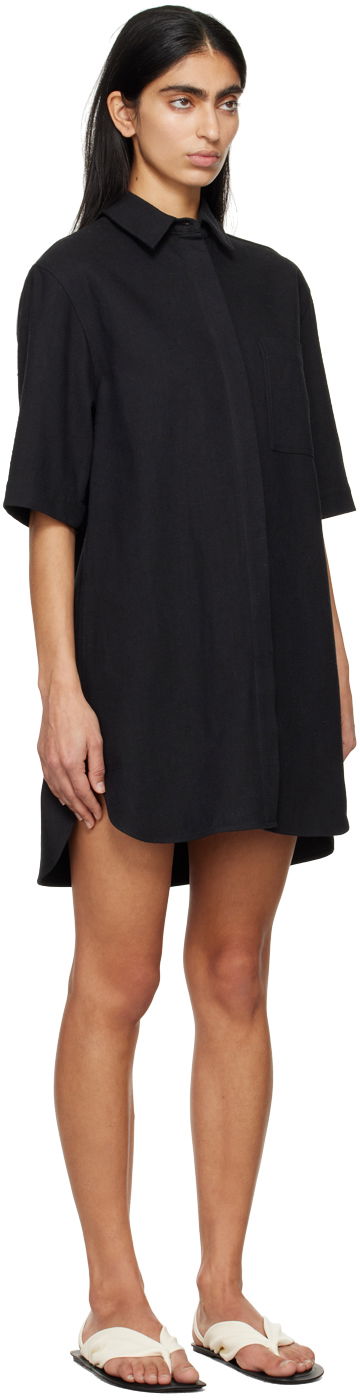 Šaty Loulou de Saison Loulou de Saison Basava Mini Shirt Dress Čierna | BASAVA, 1