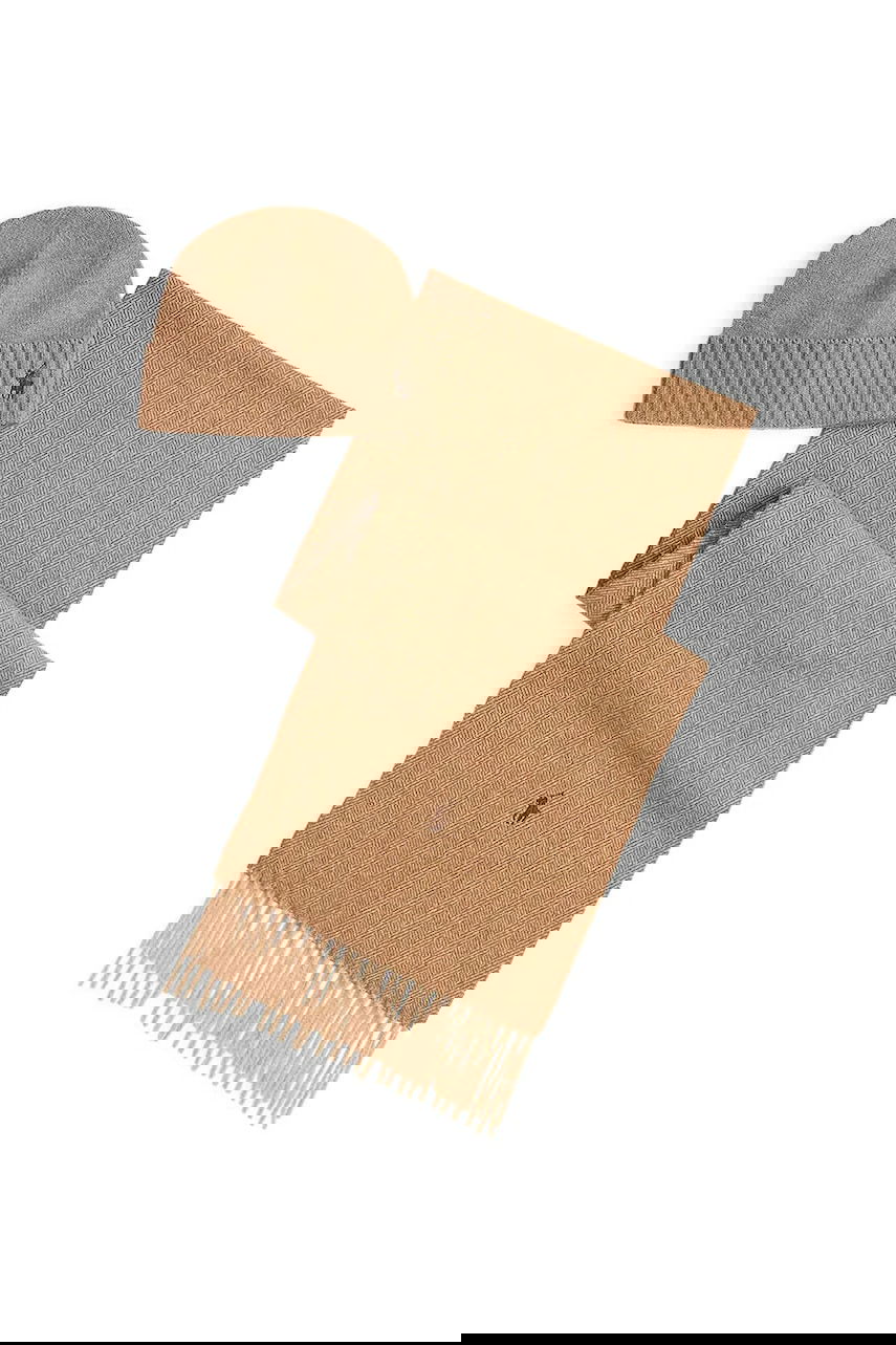 Šál Polo by Ralph Lauren Polo Ralph Lauren Knitted Beanie and Herringbone Scarf with Fringed Edges Béžová | 449959529, 0