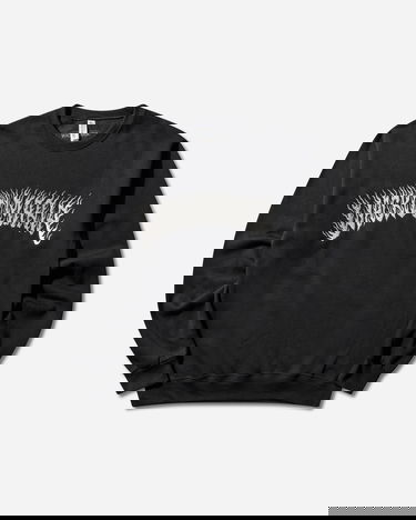 Mikina WACKO MARIA Tim Lehi Flaming Text Crewneck Sweatshirt Čierna | 25FW-WMC-SS12 BLACK, 0