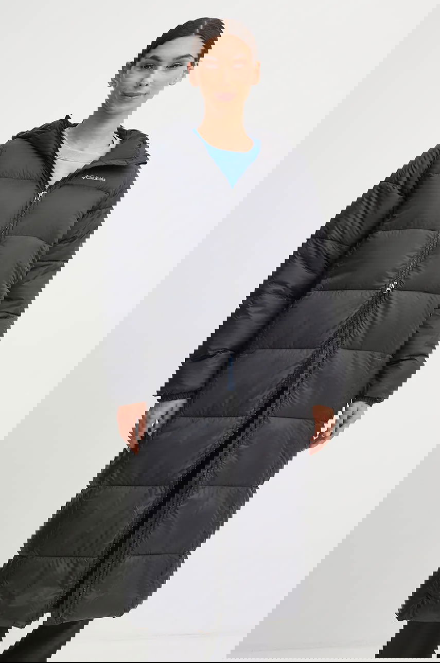 Prešívaná bunda Columbia Puffect Long Padded Hooded Jacket Čierna | 2088451, 0