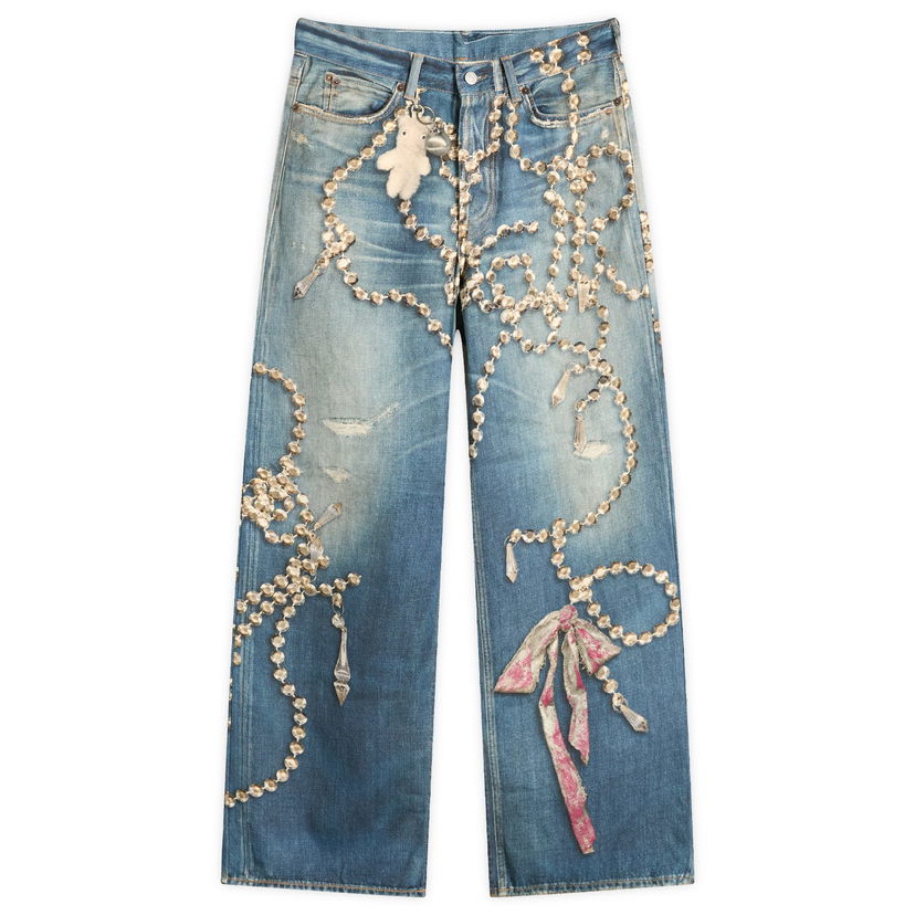 Džínsy Acne Studios Jewellery Printed Jeans Modrá | CK0135-AUZ