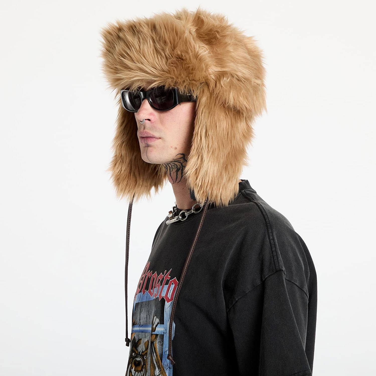 Klobúk Footshop PROSTO x Brown Faux Fur Ushanka Hat Čierna | FTSHP_429, 1