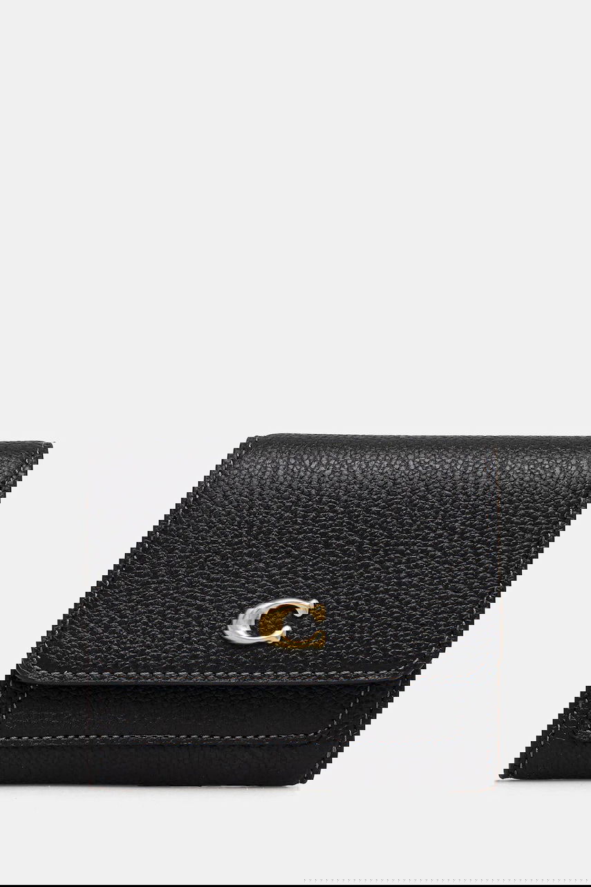 Peňaženka Coach Pebbled Leather Mini Flap Wallet Čierna | CAO13, 0