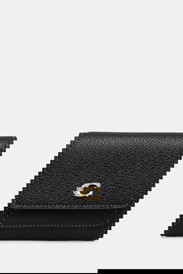Peňaženka Coach Pebbled Leather Mini Flap Wallet Čierna | CAO13, 0