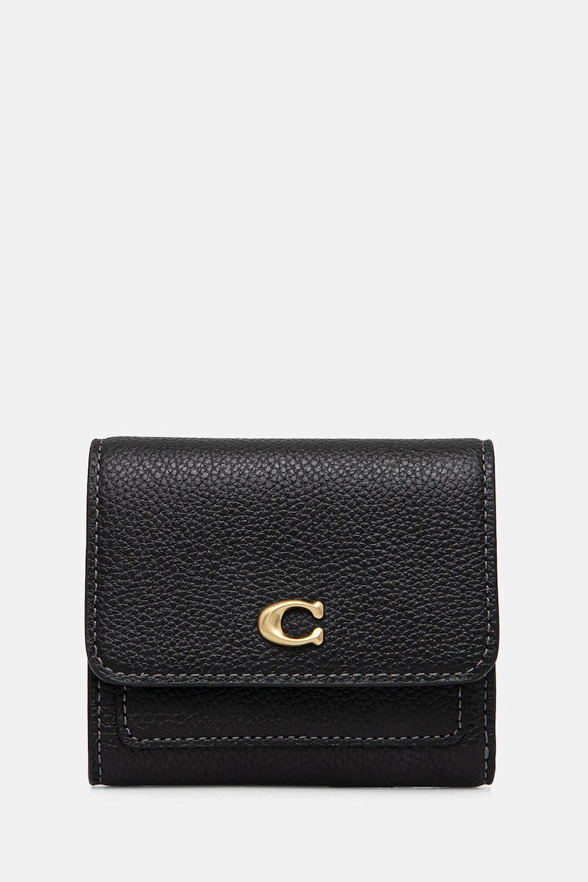 Peňaženka Coach Pebbled Leather Mini Flap Wallet Čierna | CAO13