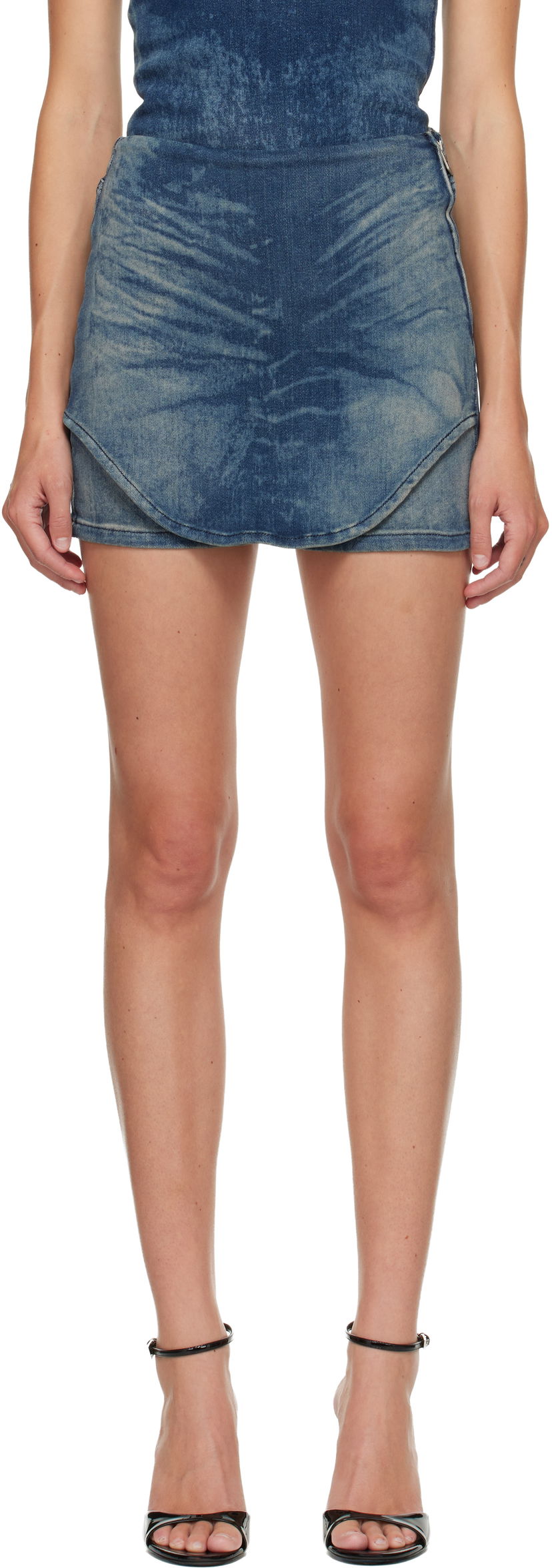 Šortky Diesel De-Kayla-S Washed Denim Overlap Skort Modrá | A19028 09M95