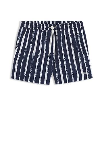 Plavky BOSS Striped Swim Shorts with Logo Navy | 50544499, 0