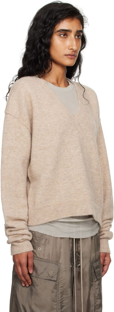 Sveter Rick Owens Rick Owens Tommy V-Neck Sweater Béžová | RP02E4650 KWP, 1