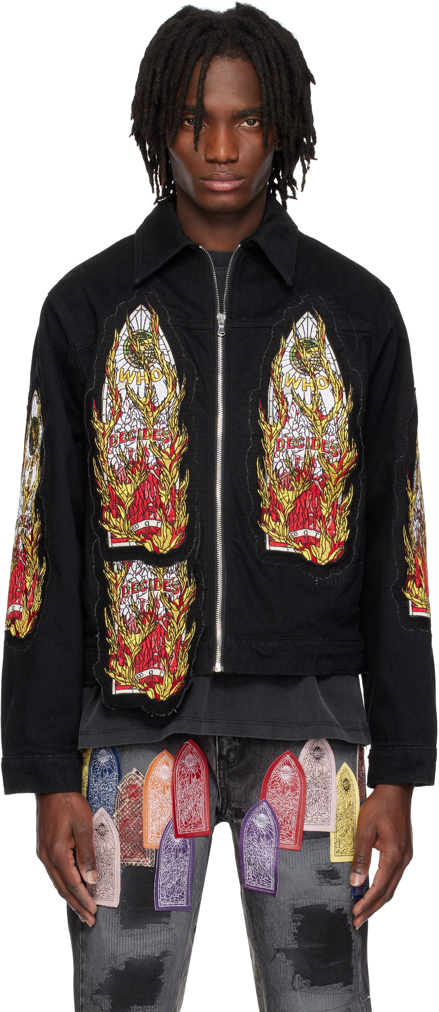 Bomber bunda Who Decides War Who Decides War Flame Glass Trucker Jacket Čierna | 1131280002SS25, 0