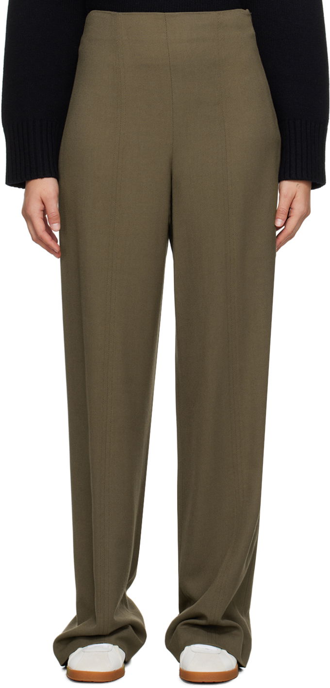 Nohavice Loulou de Saison Loulou de Saison Hamill High-Rise Wide-Leg Trousers Zelené | HAMILL, 0