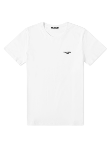Tričko Balmain Flock Small Logo T-Shirt Biela | BH1EF000BB04-GAB