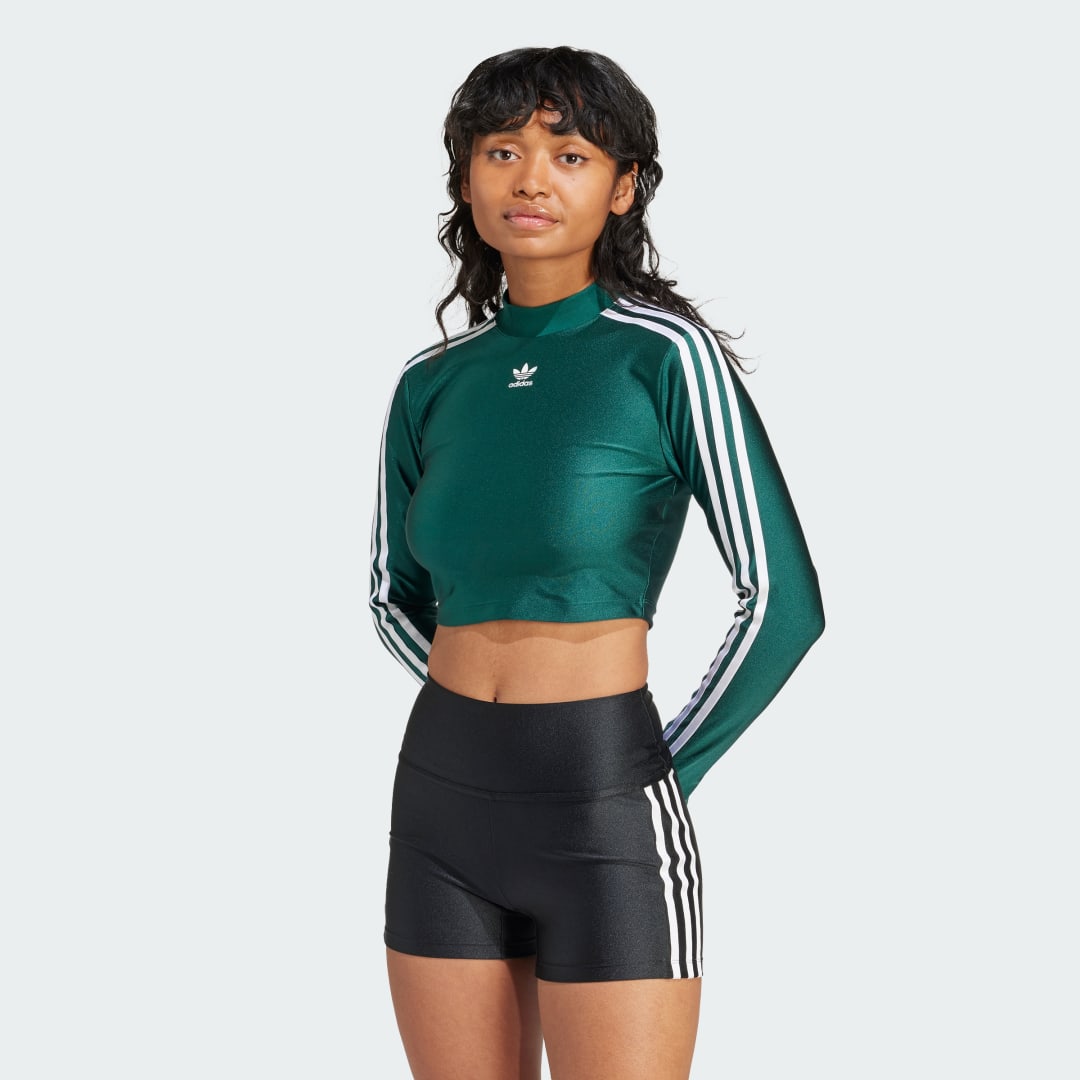 3-Stripes Cropped Long Sleeve Tee