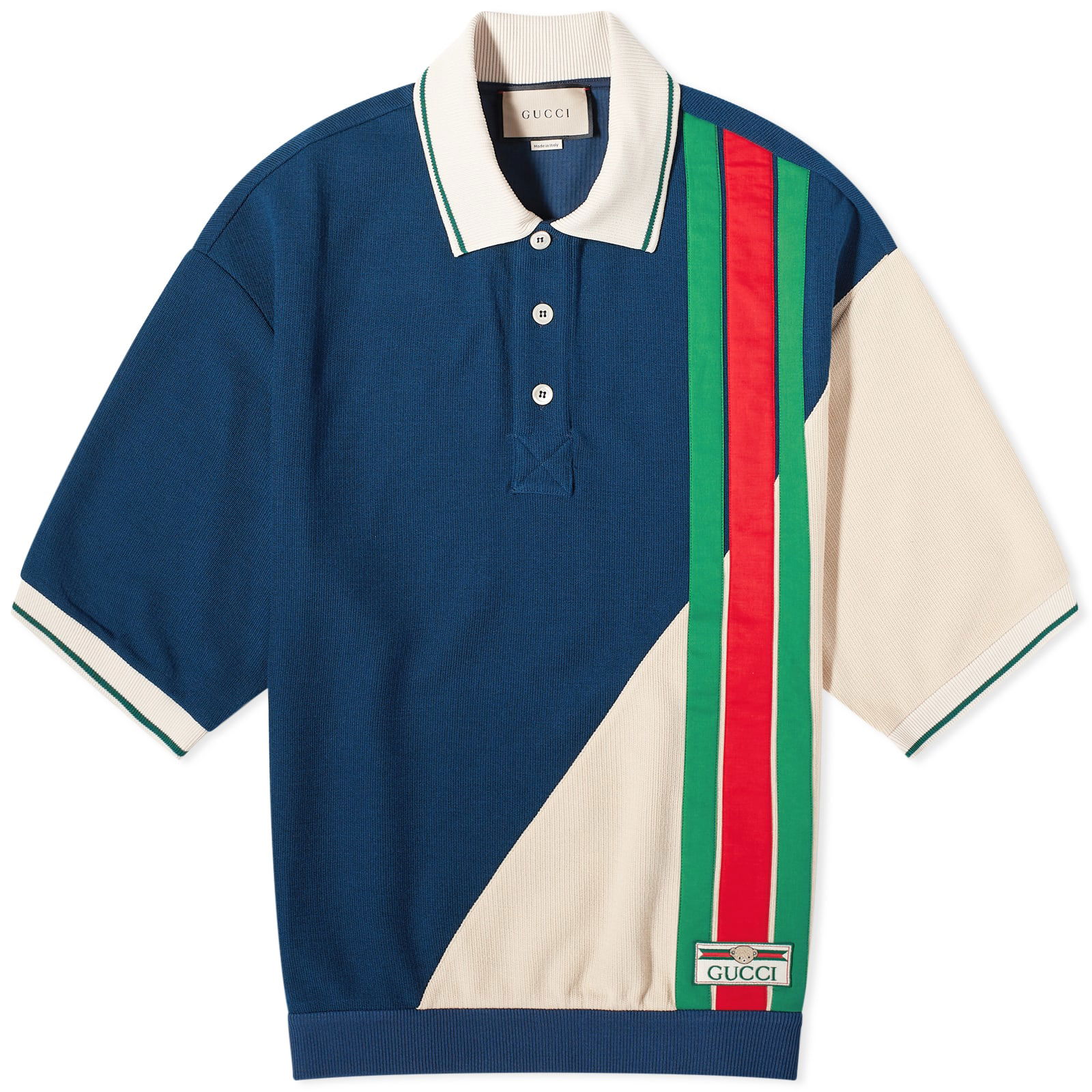 Stripe Logo Knitted Polo "Blue & Ivory"