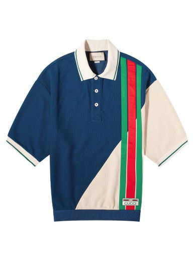 Polo tričko Gucci Stripe Logo Knitted Polo "Blue & Ivory" Navy | 752280-XJFS2-4384