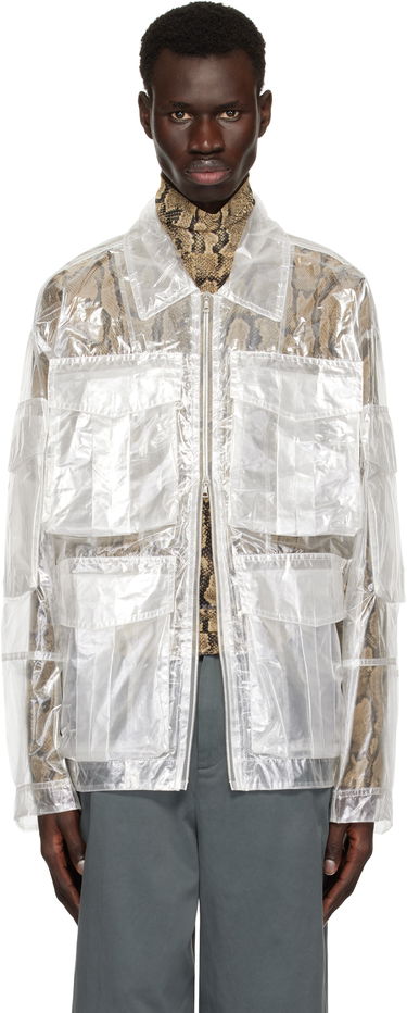 Kabáty Dries Van Noten Dries Van Noten Transparent Nylon Patch Pocket Jacket Biela | 251-020529-1257, 0