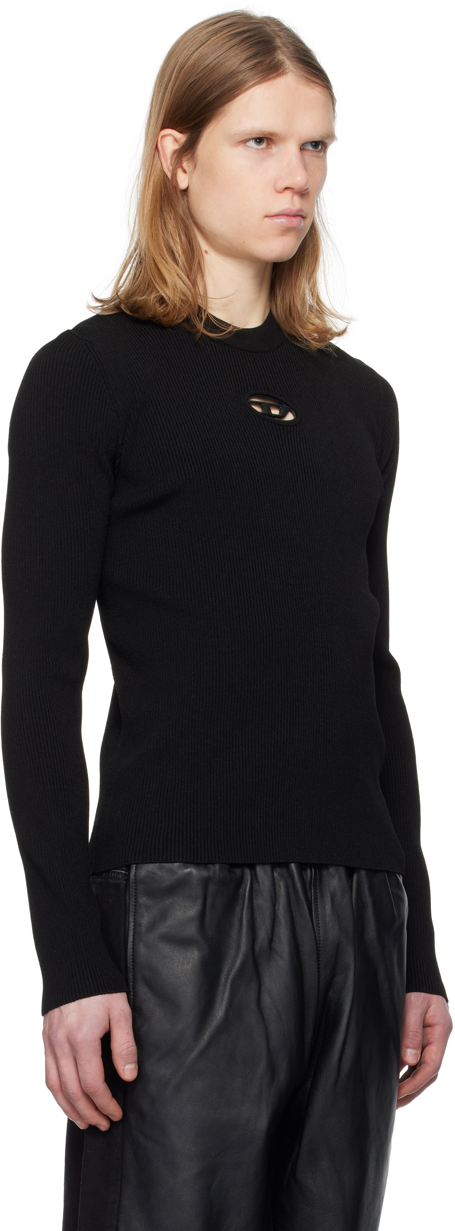 Sveter Diesel Diesel K-Zachary-Round Ribbed Fitted Sweater Čierna | A16877-0DLAX-9XXA, 1
