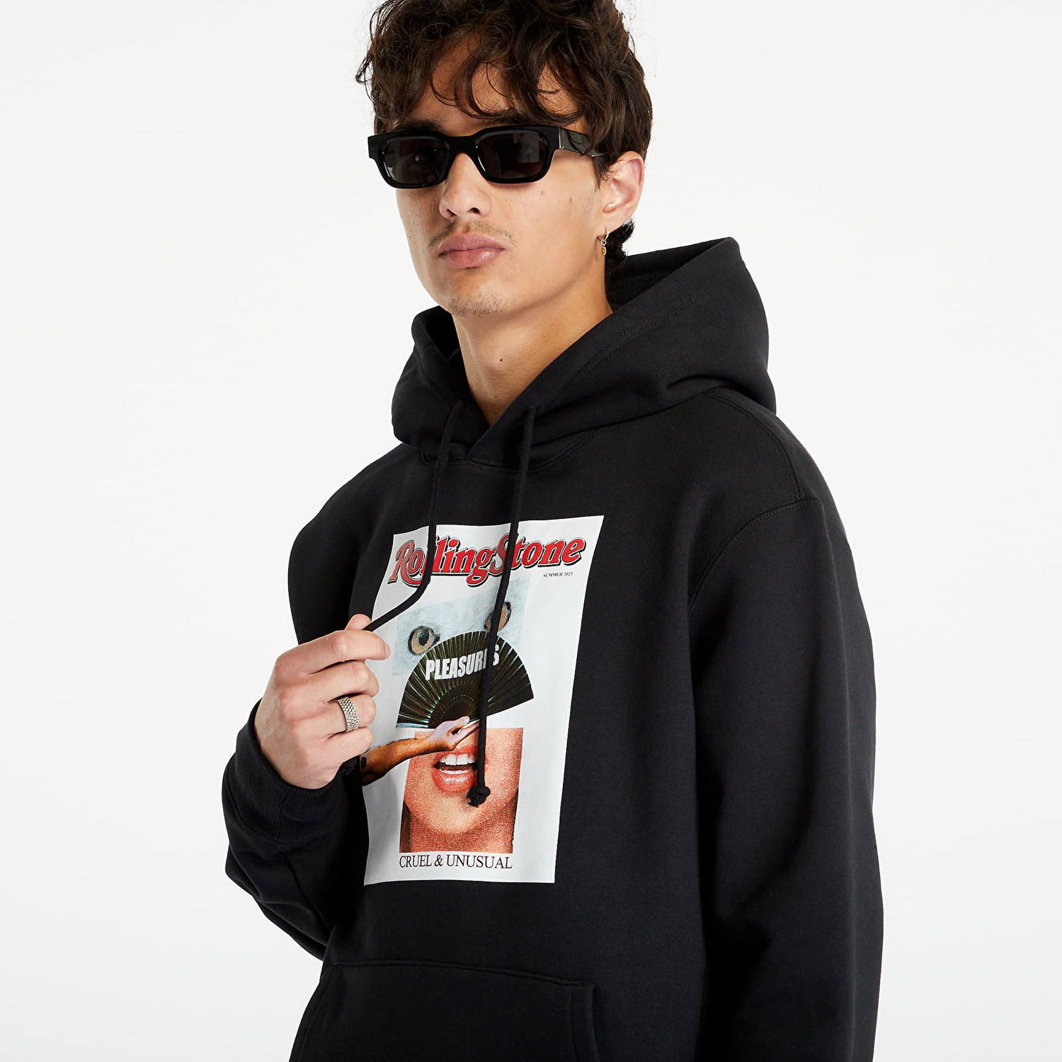 Mikina Pleasures Rolling Stone Hoodie Čierna | P23SU055 BLACK, 1