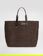 Dolce & Gabbana Raffia Crochet Shopper with Crocodile Embossed Handles Onesize