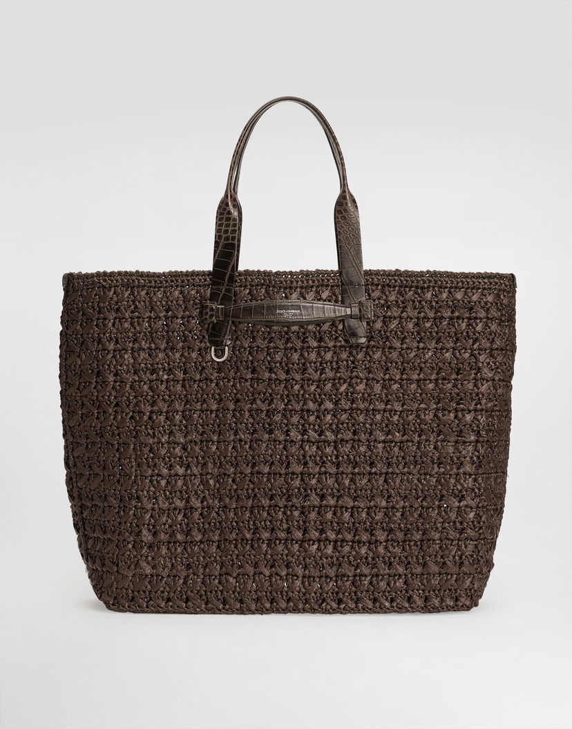 Tote bag Dolce & Gabbana Dolce & Gabbana Raffia Crochet Shopper with Crocodile Embossed Handles Onesize Hnedá | BM2453A9N968C895