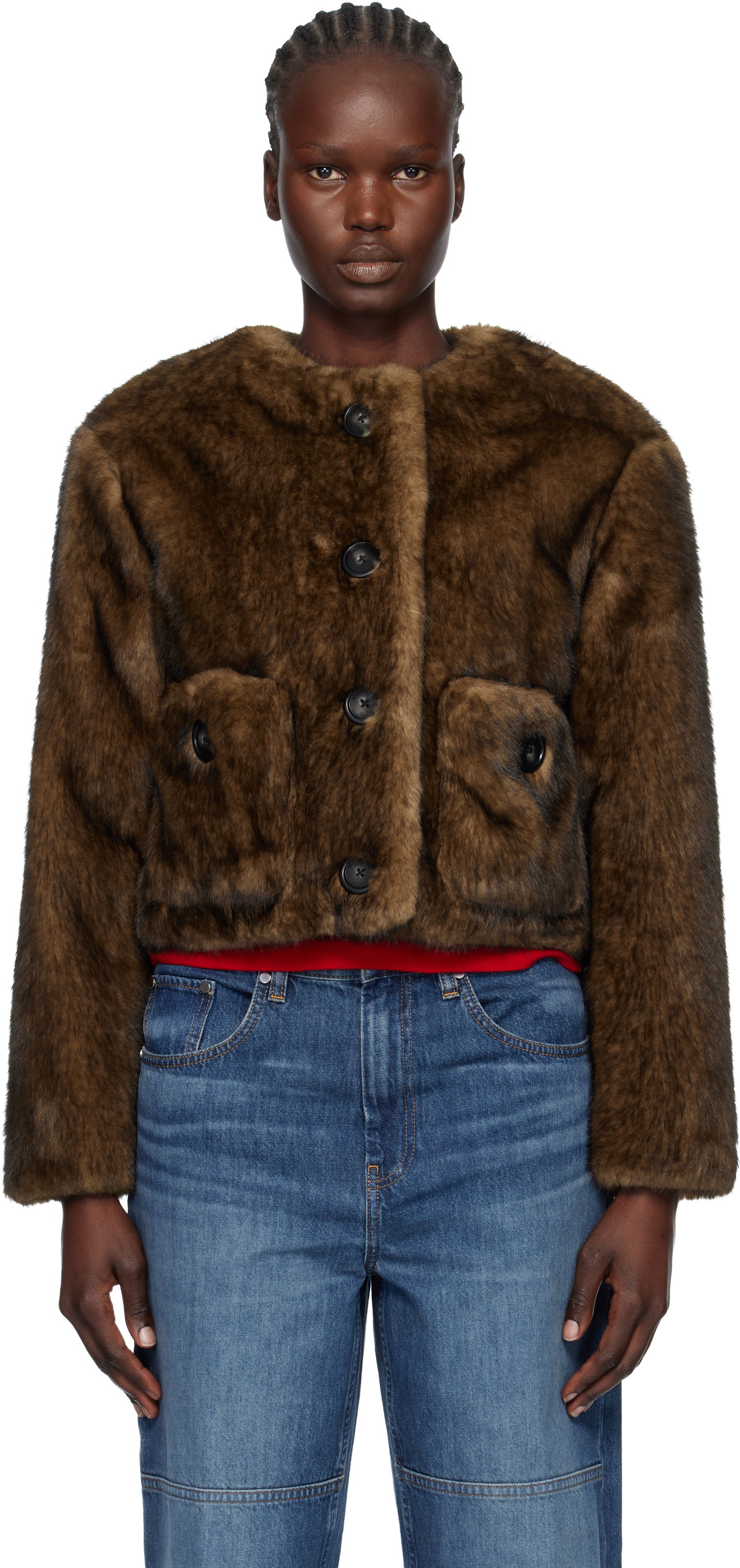 Bunda Marc Jacobs Marc Jacobs Teddy Cropped Faux-Fur Jacket Hnedá | 2F5RJC058W07, 0