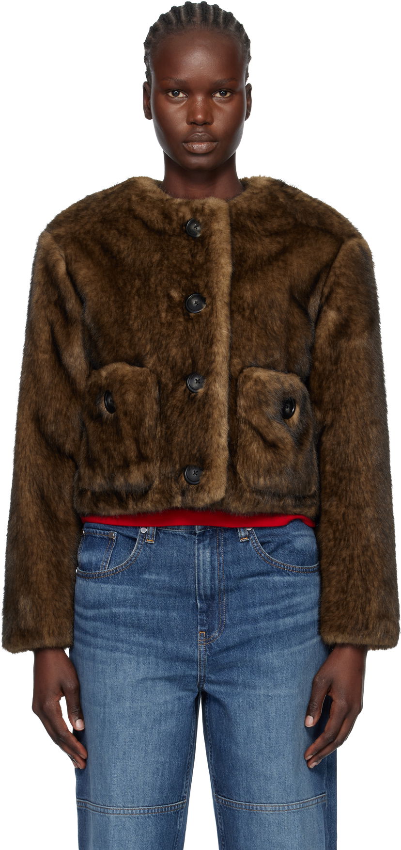 Bunda Marc Jacobs Marc Jacobs Teddy Cropped Faux-Fur Jacket Hnedá | 2F5RJC058W07