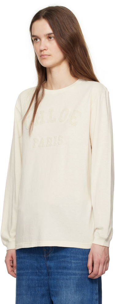 Tričko CHLOÉ Chloé Oversized Logo Long Sleeve T-Shirt Béžová | CH25SJH07183, 3