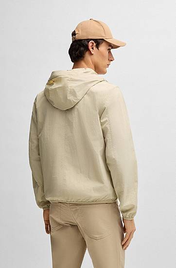 Vetrovka BOSS Water-Repellent Crinkle Fabric Hooded Jacket Béžová | 50538048, 1