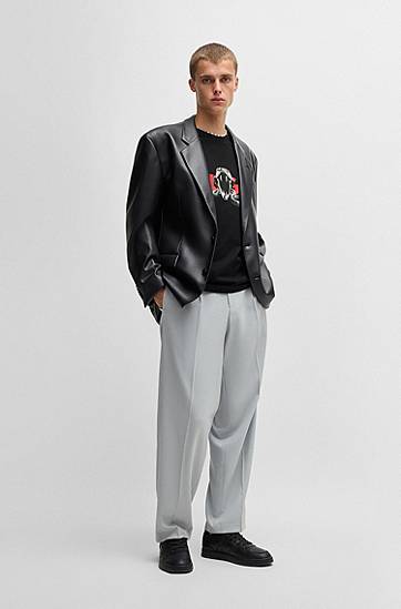 Tričko BOSS Oversized-fit T-Shirt With Snake Graphic Čierna | 50530607, 1