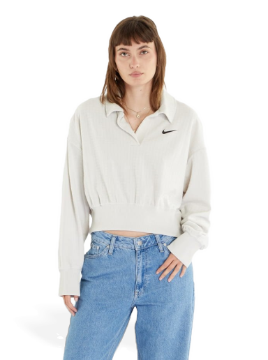 Mikina Nike Velour Polo Sweatshirt Biela | DV7814-072