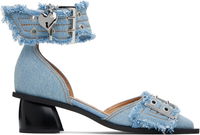 GANNI Denim Buckle Open Cut Heels