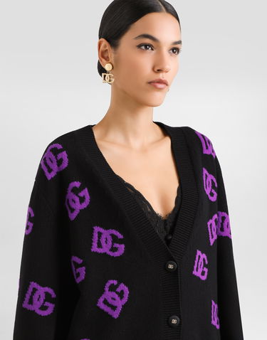 Sveter Dolce & Gabbana Dolce & Gabbana Women's Wool Cardigan with DG Logo Print Čierna | FXJ36TJCVYXN9867, 3