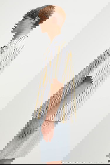 Košeľa Carhartt WIP Linen Blend Relaxed Fit Short Sleeve Folsey Camp Collar Striped Shirt with Patch Pockets Rôznofarebný | I035154.3G8XX, 1