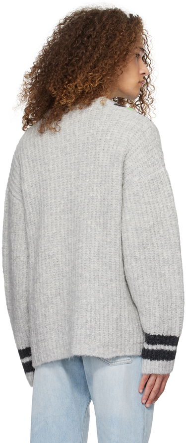 Sveter ERL 'Hurt Lover' Graphic V-Neck Sweater Šedá | ERL07N004, 2