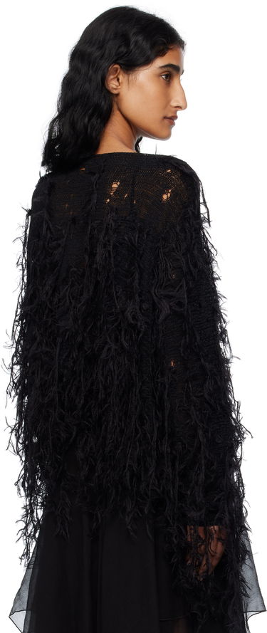 Sveter Ann Demeulemeester Ann Demeulemeester Vilta Distressed Knit Sweater Čierna | B0012850-KN064-099, 2