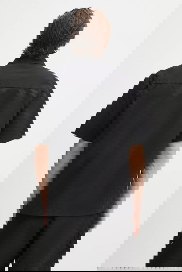 Košeľa AXEL ARIGATO Stitch Embroidered Relaxed Fit Short-Sleeve Shirt with Classic Collar Čierna | A3050001, 2