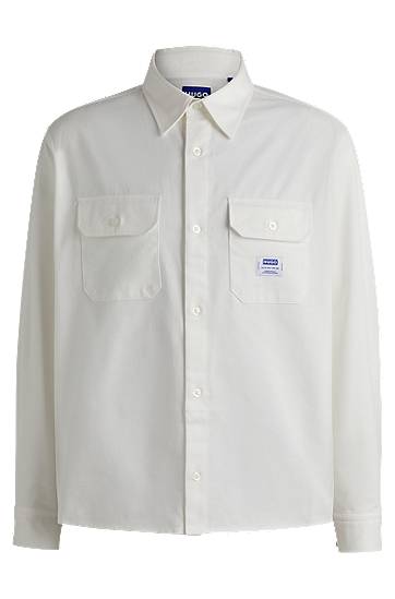Košeľa BOSS Cotton-twill shirt Biela | 50520001, 0
