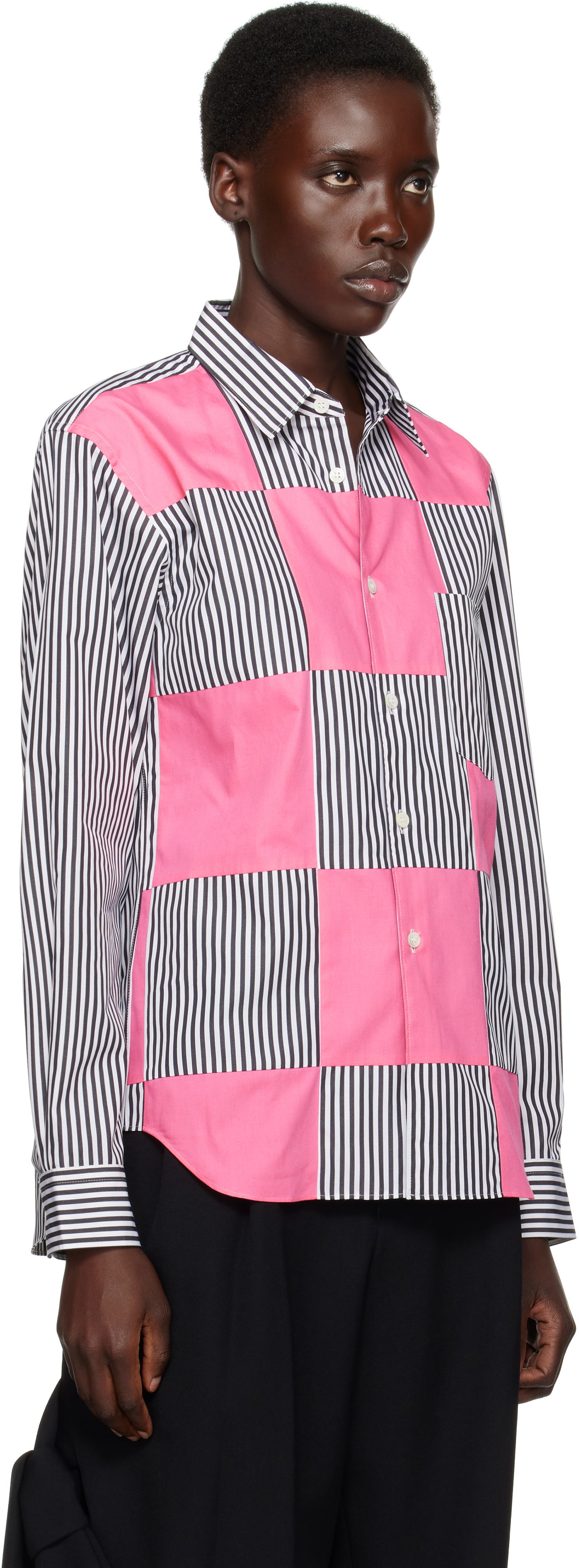 Košeľa Comme des Garçons Comme des Garçons Homme Plus Broad Stripe and Solid Panel Shirt Ružová | PO-B002-051, 1