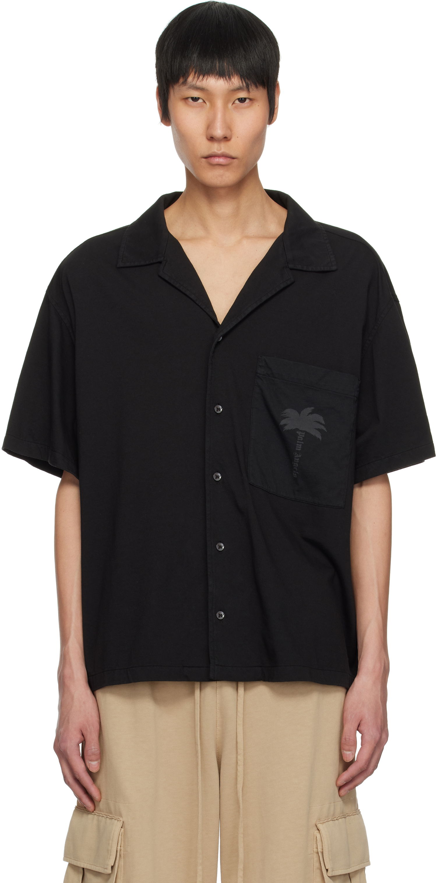 Košeľa Palm Angels Palm Angels Palm Dyed Bowling Shirt Čierna | PMGG009S25FAB0011010, 0