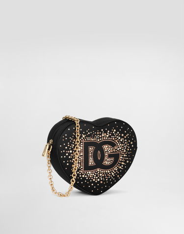 Kabelka Dolce & Gabbana Dolce & Gabbana Satin DG Girlie Heart Rhinestone Crossbody Bag Čierna | EB0260AB00280999, 1