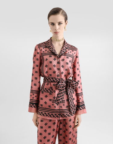 Košeľa Dolce & Gabbana Dolce & Gabbana Silk Twill Pajama Shirt with DG Logo Print Ružová | F5I89TGDCVJF0473, 3