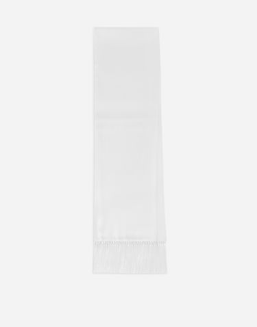 Šál Dolce & Gabbana Silk Satin Scarf With Fringing Biela | GQ359EFU1AUW0800, 1