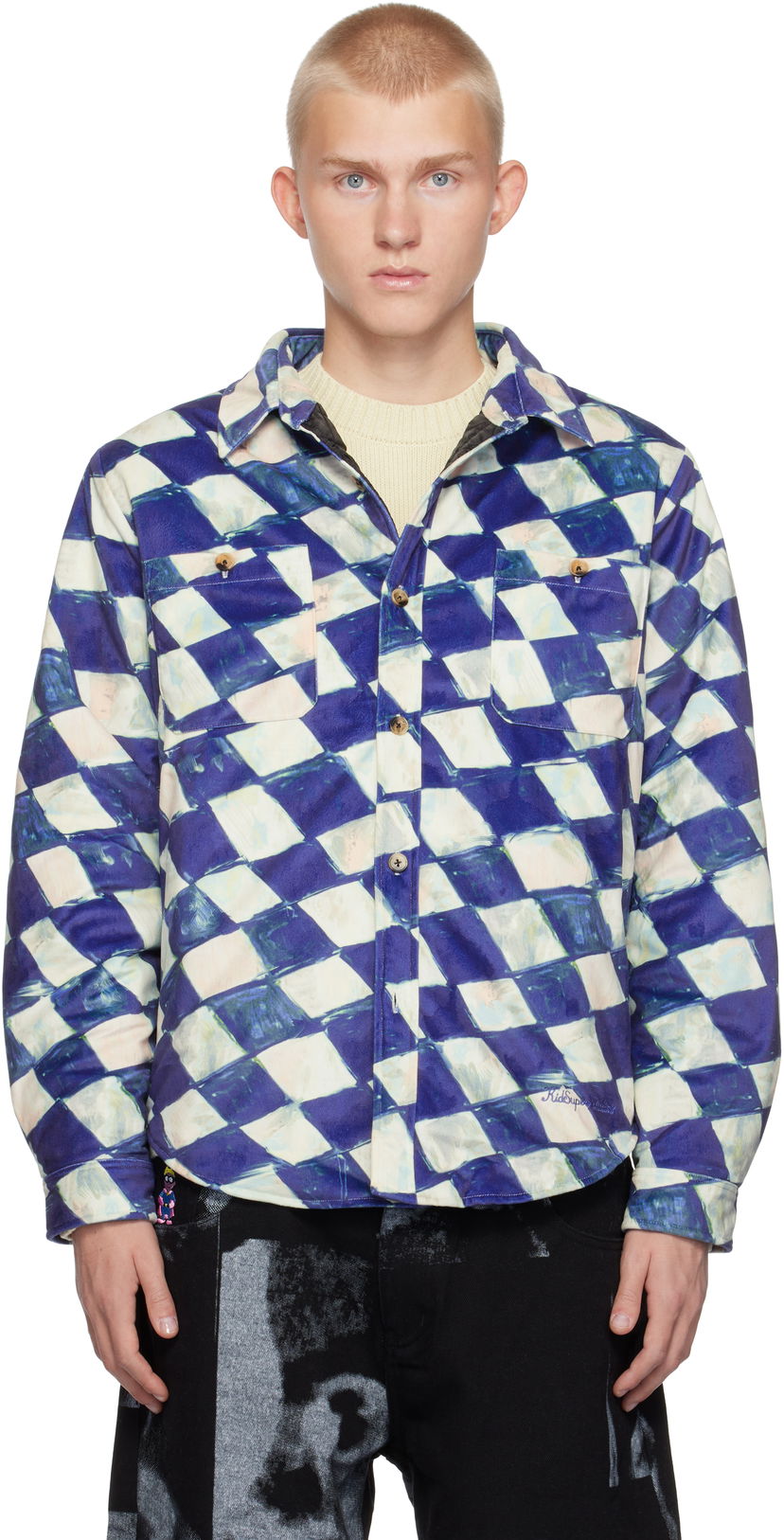 Košeľa KidSuper Overshirt Checked Modrá | AW24-LTP-20