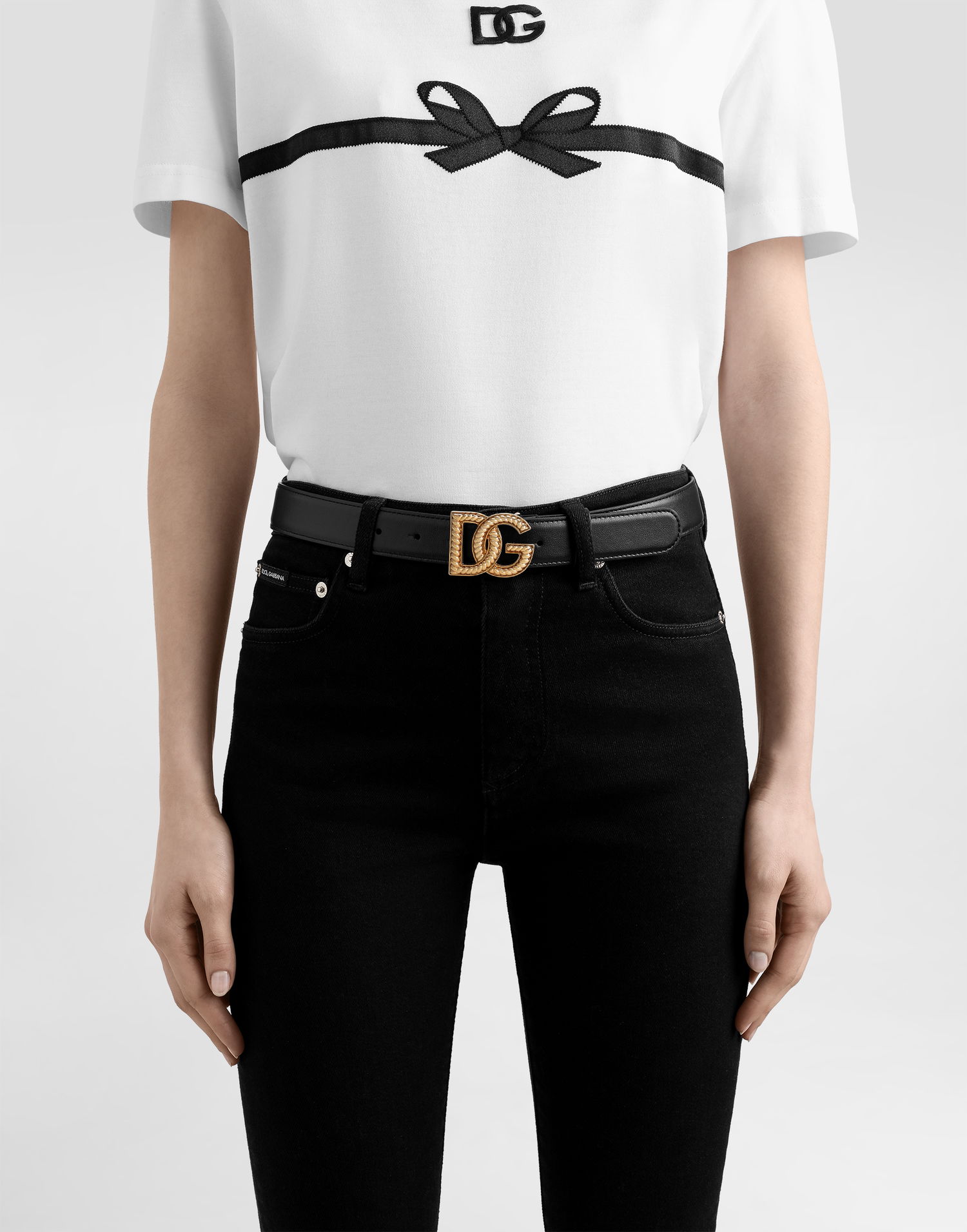Opasok Dolce & Gabbana Dolce & Gabbana DG Logo Leather Belt Čierna | BE1663AV95680999, 1