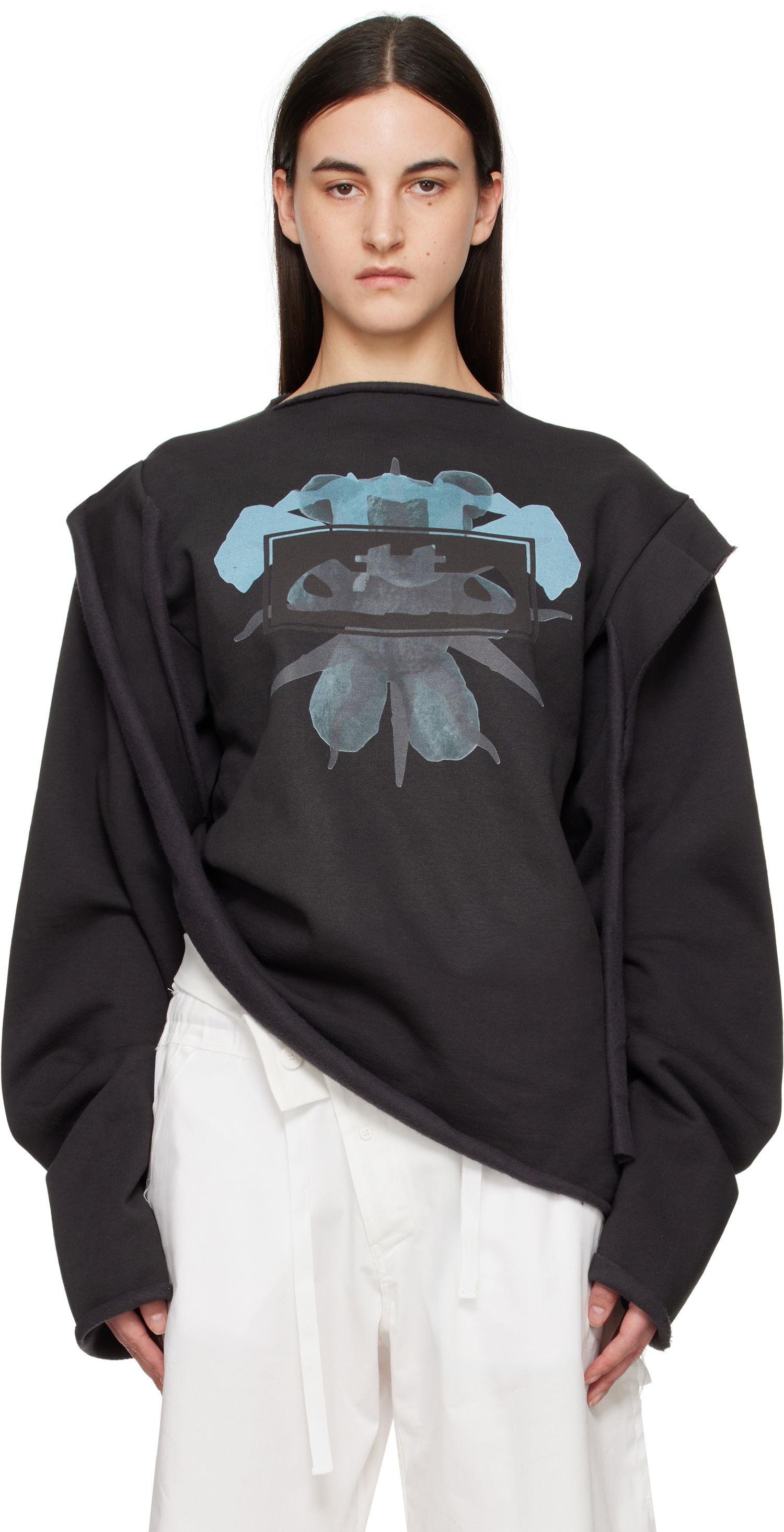 Mikina Ottolinger Ottolinger Drape Crewneck Sweatshirt Čierna | 11510261502, 0