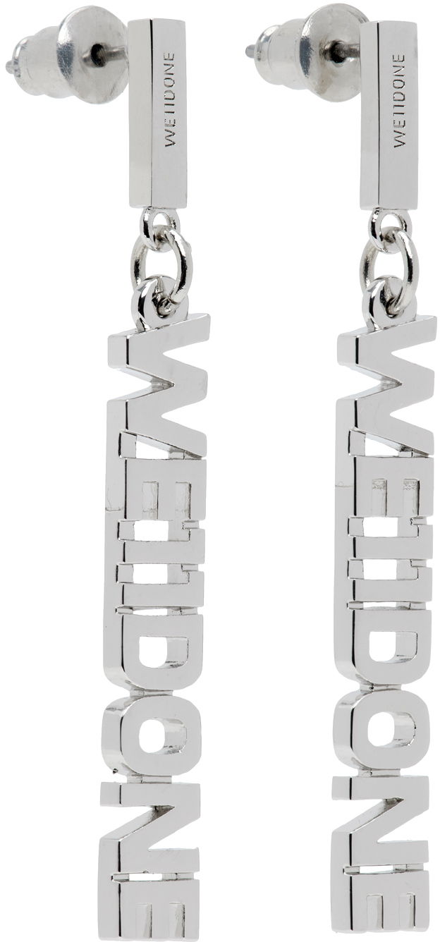 Náušnice We11done Lettering Drop Earrings Metalická | WD-AJ2-24-524-U-SV, 1