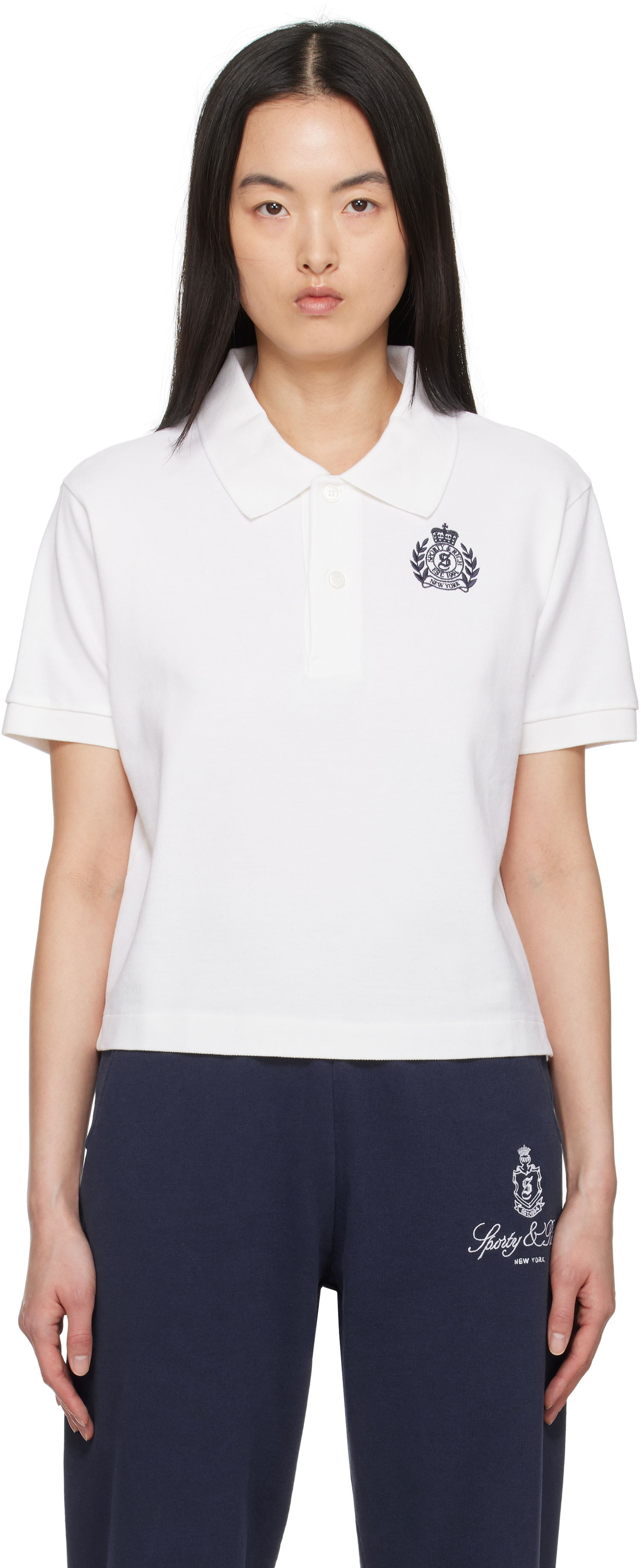 Polo tričko Sporty & Rich Sporty & Rich H&W Crest Pique Polo Biela | TO085606241WH01, 0