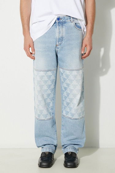 Džínsy Marcelo Burlon Straight-Leg Laser Cross Jeans Modrá | CMYA030F24DEN0034034, 0