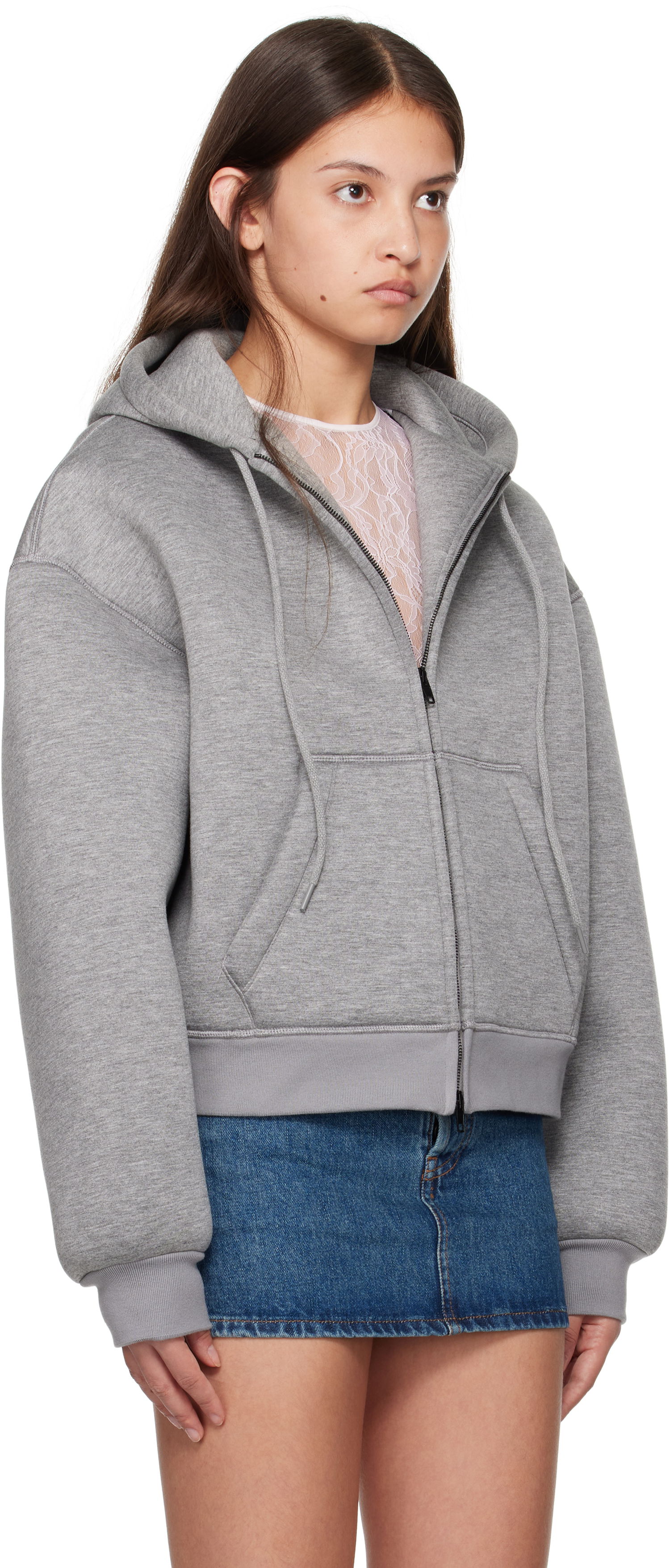 Mikina WARDROBE.NYC WARDROBE.NYC Bonded Zip-Up Hoodie Šedá | W1093F24BJ, 1