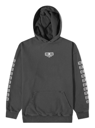 Mikina Balenciaga Embroidered Sleeve BB Logo Popover Hoody Šedá | 570811-TMVG6-9034