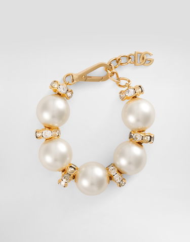 Náramok Dolce & Gabbana Dolce & Gabbana Pearl Bracelet With Crystal Accents And DG Logo Biela | WBR2E3W1111W0111, 0